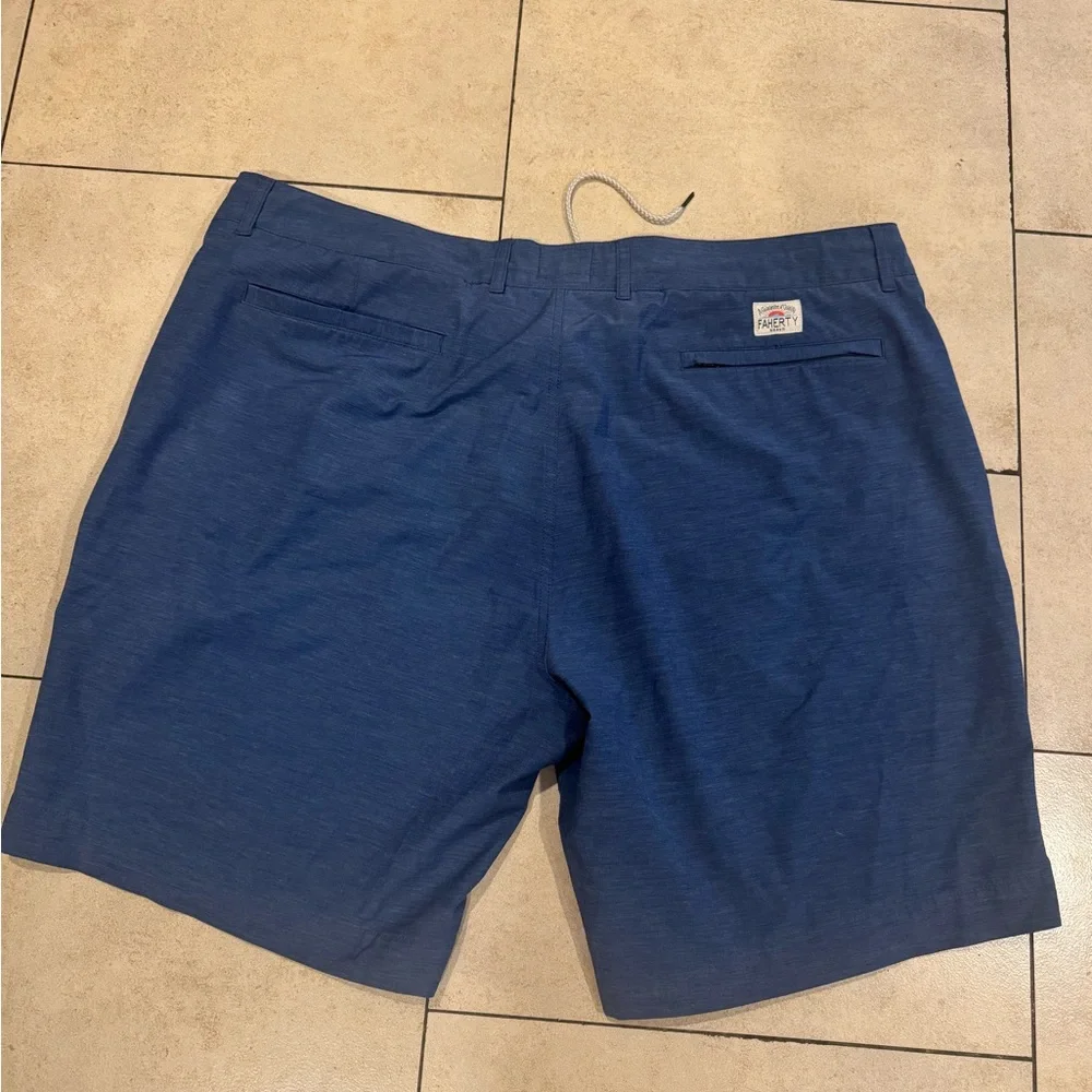 Faherty All Day Shorts Mens Size 42 Blue Zip Fly Drawstring Casual 8”